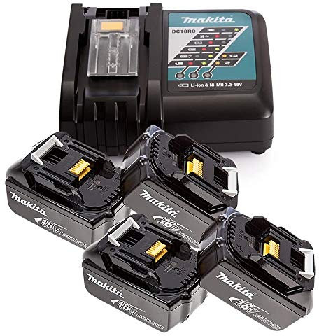 Makita Genuine DC18RC 7.2-18V Li-Ion Fast Charger + 4 x BL1850 5Ah Batteries