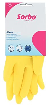 Sorbo Medium Household Gloves, Latex Washing Up Gloves, Rubber Gloves, Super Soft Lining, Extra Long Cuff, Long Lasting Quality,Yellow, Medium - 1 Pair
