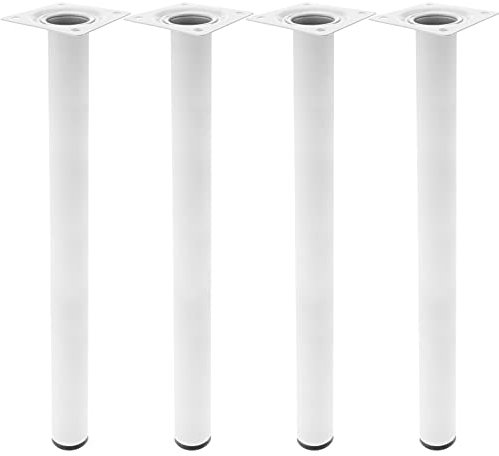 PrimeMatik - Pieds de Table Rond pour Meubles et Bureau en Acier Blanc 75cm 4-Pack