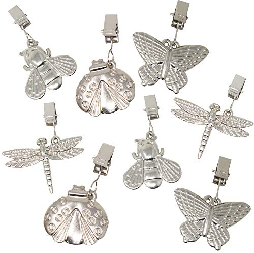 ToCi 8er Set Tischtuchbeschwerer Tier-Motiv, Silber, Zinklegierung, 6,5 x 5,5 cm Tischtuchgewichte