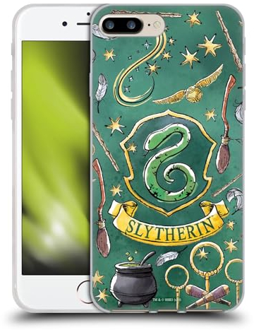 Head Case Designs Officially Licensed Harry Potter Slytherin Pattern Deathly Hallows XIII Gel Case [Military Grade Protection] Compatible With Apple iPhone 7 Plus/iPhone 8 Plus