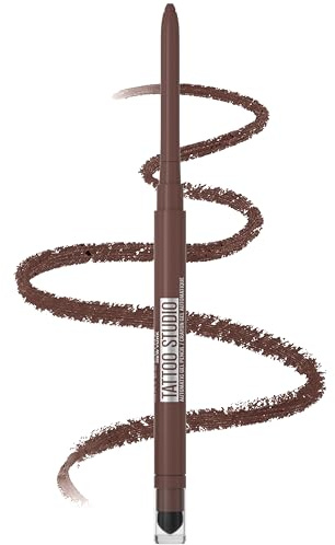 Maybelline Tattoo Studio Automatic Gel Pencil Waterproof Eyeliner, Blendable, Smudge Resistant, Matte Eyeliner For Up To 36HR Wear, Expressotini (Smokey Brown), Packaging May Vary