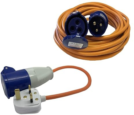 Xtremeleisure 25M Meter Leisure 240V Hook Up Cable Lead With UK Conversion Adapter Lead for Caravan, Motorhome, Campervan
