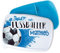 GRAZDesign Brotdose Kinder personalisiert, Lunchbox Kindergarten und Schule, Brotbox in Blau mit Unterteilung, Name und Fußballer, Geschenk zu Einschulung, Blau