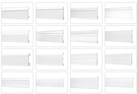 Sockelleisten aus Ecopolymer/HXPS - Fußleisten mit Kabelkanal weiß, leicht und schlagfest - (CP4-15x119mm) Abschlussleisten Styroporleisten Boden