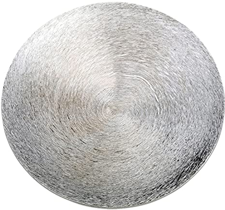 NKlaus Plato de Aluminio para Velas Redondo de Ø14cm portavelas Plateado con Aspecto de Pizarra Curvado 10347