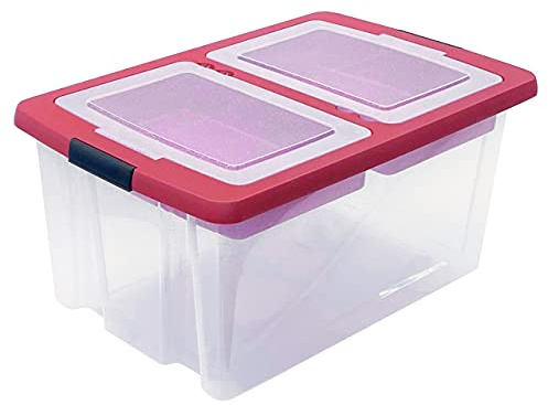 TOP-BOX Edition UNIVERSAL Aufbewahrungsbox mit Deckel 59x40x29 cm transparent-rot