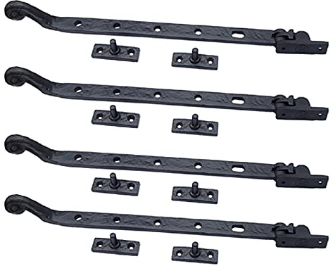 Adonai Hardware 12.50 Inch Eluzai Antique Cast Iron Window Casement Stay (Supplied as 4 pieces per pack) - Matte Black Powder Coated