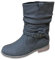 Queentina Damen Stiefeletten Schlupfstiefel gefüttert - Boots flach Schlupfstiefeletten - Schuhe mit Schnallen Winter Herbst - ST87 Grau Größe 40