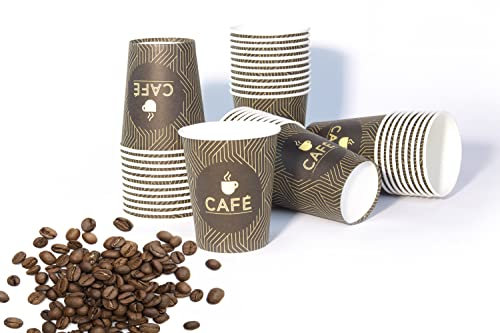 200 x Eco-Friendly Biodegradable Cardboard Disposable Cups for Espresso, Infusions, Water or All Types of Drinks - 250ml