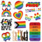 Whaline 12xRegenbogen-Magnet-Aufkleber, Motiv: Love is Love, Auto-Magnet, Stoßstangenaufkleber, Gay Pride, Wichtel, Liebe, gewinnt, Herz, Kühlschrankmagnet, Auto-Stoßfänger, Kühlschrank-Dekorationen
