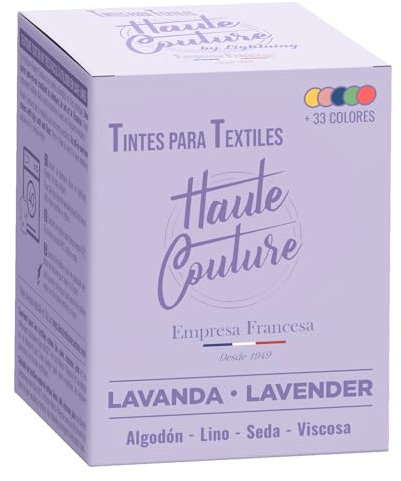 HAUTE COUTURE - Tinte para Ropa y Textil Lavanda - 350g - Lavanda - Tinte Textil Todo en uno - Listo Para Teñir Ropa y Tejidos