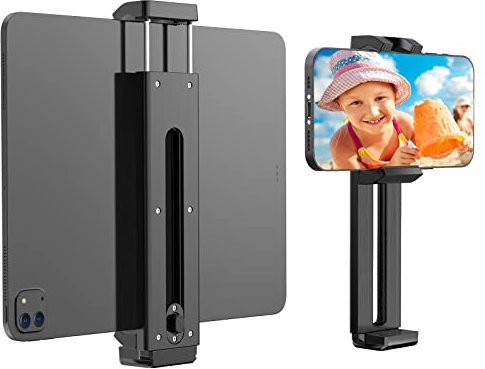 Gahenwo 4-12.9 Tablet Phone Mount for Tripod, Universal Tripod Mount Adapter for Cell Phone Pad, Tablet Tripod Mount with 1/4 Screw Compatible with Kindle