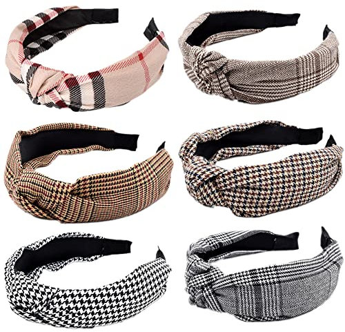 Bandeaux pour cheveux pour femmes et filles en tissu imprimé floral avec nœud élastique - Accessoires de cheveux pour femmes et filles (Headband_6check)