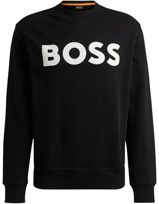 BOSS Mens WeBasicCrew Cotton-terry sweatshirt with rubber-print logo