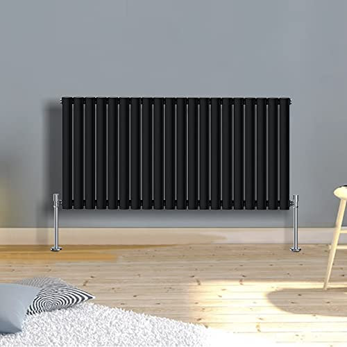 Warmehaus Radiateur design horizontal ovale colonne simple panneau Rad 600 x 1180 mm Noir