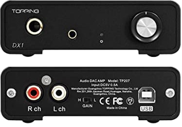 AOSHIDA Topping DX1 AK4493S DAC Headphone Amp, XU208 DSD256 32Bit/384kHz USB DAC, USB to RCA/3.5mm/6.35mm 280mW×2 Headphone Amplifier, Hi-Res Audio Discrete LNRD DA Converter (Black)