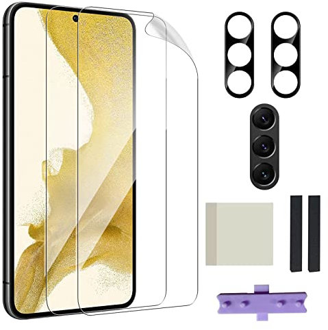 Pkila Compatible with Samsung Galaxy S23 Screen Protector, 2 Pack Flexible TPU Protective Film 2 Pack Camera Lens Protector Anti-fingerprint Bubble-free 9H Hardness Screen Protector