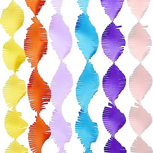 SUNBEAUTY 6 Stück Krepppapier, 6 Farben Kreppband, kreppband Bunt für Hochzeit, Geburtstag, Partydekorationen