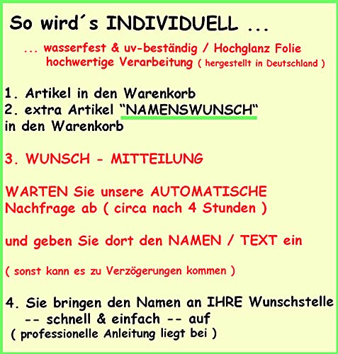 alles-meine.de GmbH Nachkauf - für Namenswunsch Größen und Farben für ALLE Untergründe