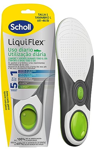 Dr. Scholl's Plantillas LiquiFlex Soporte Diario - Calzado de Hombre Talla 41-46,5 - Con memoria de forma y soporte del arco - 1 par