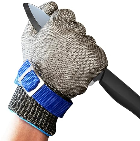 1 Guante a Prueba De Corte, Guante De Acero Inoxidable a Prueba De Corte, Guante De Trabajo De Protección De Seguridad, Adecuado Para Cocina, Jardinería, Exploración Al Aire Libre