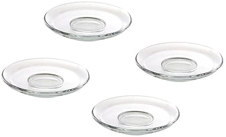 BESTonZON Lot De 4 Soucoupes En Verre Transparent Pour Servir Les Biscuits Les Collations Les Fruits Les Soucoupes À Café Et Les Tasses À Thé Bougeoir De Pendaison De Crémaillère.