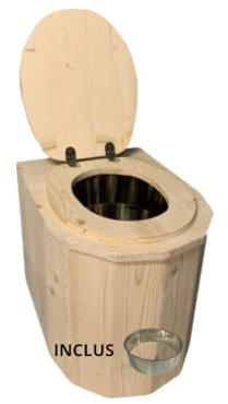 Toilette seche Premium Bois avec bavette INOX - Fabrication Française Artisanale