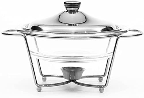 2L Chafing Dish Plates Round Buffet – Glass Sorrow Flesh Buffet Buffet, ideal für Catering-Events, Edelstahl & gehärtetes Glas Konstruktion