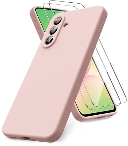 Vansdon Cover Compatibile con Samsung Galaxy A56 5G, 2 Pellicola Protettiva in Vetro Temperato, Gomma Gel di Silicone Liquida Antiurto Custodia - Rosa