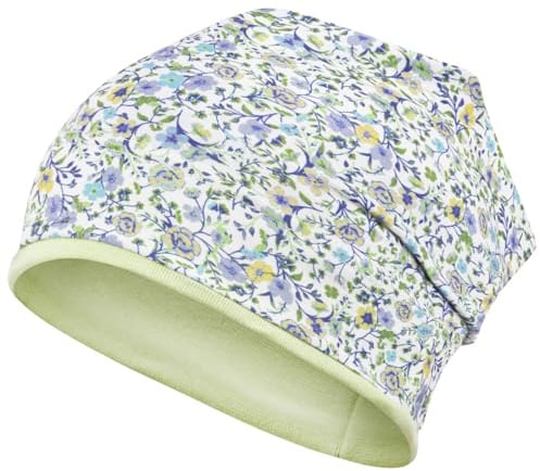 Smarilla Mädchen Mütze Übergangsmütze Beanie Blumen Frühling Herbst Baumwolle, Bekleidungsgröße: 54-56, Farbe: Grün-Mintgrün