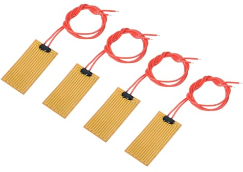 sourcing map Heater Film Heating Plate, 12V 7W Polyimide Heat Pad, Adhesive PI Heater Elements Film 50mmx25mm Heater Strip for Constant Temperature, Pack of 4