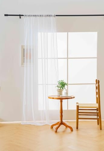 FEBE Gardinen mit Kräuselband 145x250 cm Voile Vorhänge Weiß Transparent Wohnzimmer Luftig Dekoschal für Schlafzimmer