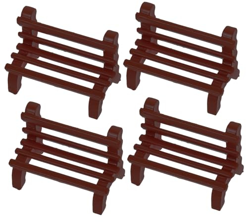 Toyvian 4 Stück Mini-Bankmodell Puppenhaus-Miniaturbank Feengarten-Ornamente modellbausatz Model kit Möbel Heimzubehör Mini-Bankverzierung Mini-Gartenparkbank Haushalt Säule