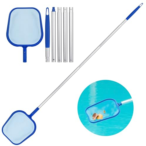 SENTAIMAO Pool kescher,120 cm lang-Teichkescher mit Teleskopstange,kescher Pool Für Teich, Algen & Bestway Pool,Algenkescher Nylon-Netz