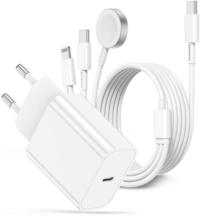 3 in 1 Ladekabel für Apple Watch und iPhone, USB C iPhone Ladegerät und Kabel 2m, Typ C Charger Adapter Stecker Original für iPhone 16/15 Pro Max/14 Plus/13/12/11/X,iWatch Series SE/9/8/7/6/5/4/Ultra