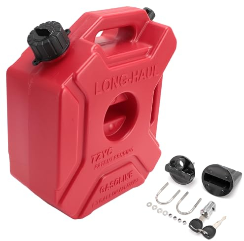 WODHMIEY Depósito de Gasolina de 5 Litros Rojo, Bidon Gasolina 5l Para Coche Y Moto, Garrafa Gasolina de Emergencia Con Cerradura y Llave