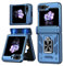 LIUKM Funda para Samsung Galaxy Z Flip 6, Cubierta de cámara Deslizante Proteger Militar Antigolpes Protectora Carcasa con 360° Magnético Soporte Silicona TPU + PC Rugged Bumper Case Cover- Azul