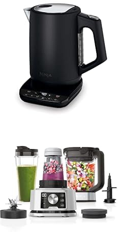Bouilloire Ninja Perfect Temperature, 1,7 L, contrôle de la température, affichage LED, KT200EU + Ninja Foodi Power Nutri Blender 3-en-1, programmes automatiques, 2.1L, 700ml & 400ml,1200W, CB350EU
