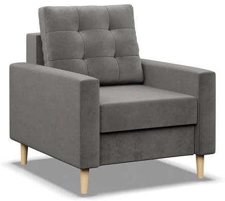 Mebligo - Skandinavischer Wohnzimmer Sessel mit Bonell Federkern, Relaxsessel & Loungesessel - hellgrau (Kronos 15)