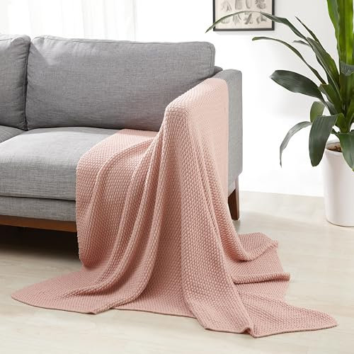 Amazon Basics Decorativa para habitación Tejida Manta arrullo, 127 x 152 cm, Rosa Empolvada