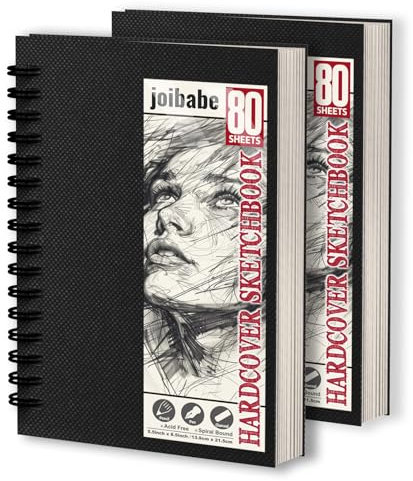 2 Stück A5 Skizzenbuch,100 g/m² Zeichenblöcke mit Spiralbindung-160 Blatt /320 Seiten-Skizzenbücher mit festem Einband-Professionnelle Zeichenbuch für Kinder & Erwachsene, Ideal für Skizzen