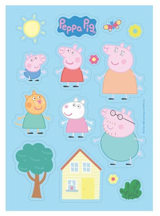 Dekora, Peppa Pig Pre-cut Edible Topper, Wafer Card Standing Cupcake or Biscuits Toppers, Birthday Party Cake Decorations, Icing Cake Topper A5