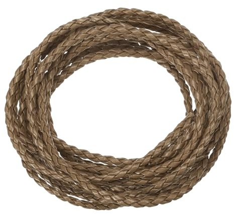 sourcing map Cordon en cuir tressé rond pour la fabrication de bijoux, cravates, colliers (3 mm, 1,8 m, marron)