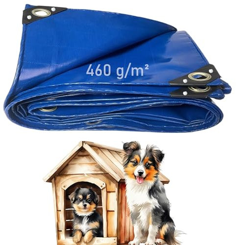 LDQBF Abdeckplane,5x5m 460g/m² PVC plan wasserdicht für den Außenbereich,Mehrzweck Gewebe,Plane mit verstärkten Schlaufen für Gartenhaus,Terrasse,Camping,Blau