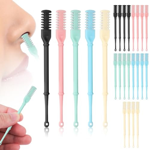 25pcs Tondeuse à Poils de Nez, Tondeuse à Poils de Nez Manuelle 2 en 1 Tondeuse à Poils de Nez Portable Rasoir Nez Manuel Coupe Poil Nez pour Hommes Femmes(Noir, Bleu, Rose, Vert, Blanc Cassé)