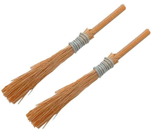 AC - Pack de 2 escobas para Decoraciones de belén - Altura Aprox.: 6 cm - Fabricado en Madera - Artículo para decoración Navideña