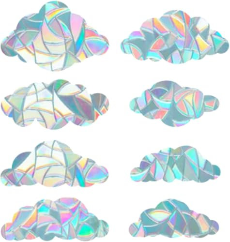 Suncatcher Static Sticker, Rainbow Non-Adhesive Window, Rainbow Prism Anti-Collision Glass Sticker, Prisma Window Sticker for Living Room, Bedroom, Dining Room, Balcony, 8 Pieces (Cloud Shape)