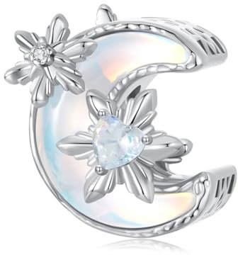 Schneemond Charms für Pandora-Armbänder für Frauen und Teenager,925 Sterling Silber Zirkonia Anhänger Charm