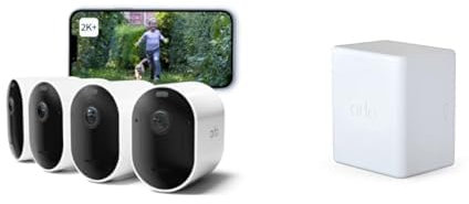 Arlo Pro 5 Security Camera Outdoor Wireless with Rechargeable Battery, 2K Outdoor Camera Kit, Dual-Band Wifi, Battery Operated, Free Trial of Secure, Advanced Colour Night Vision, 4 Cameras, White